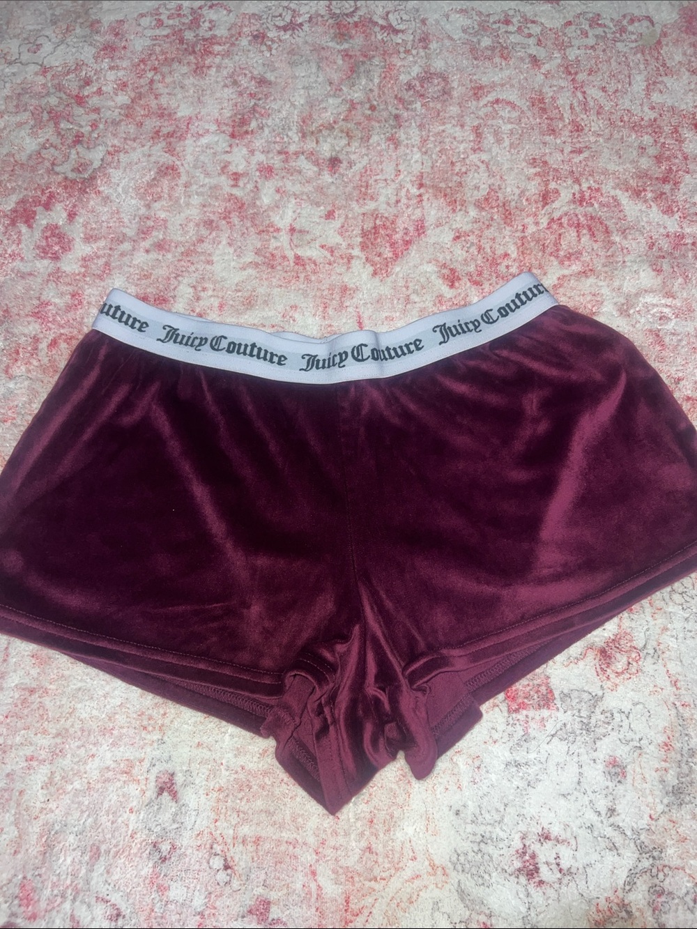 Juicy Couture Velvet Lounge Shorts in Wine